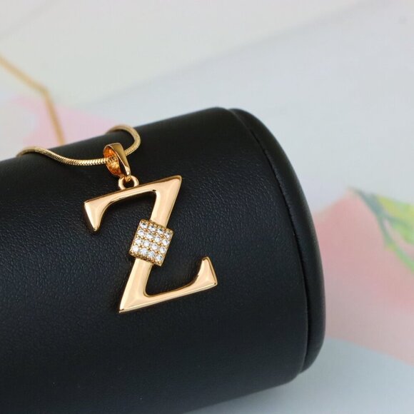 "Rose Gold Z Initial Pendant with CZ Accents Stylish Jewelry, XPPT1437 - Picture 5 of 10